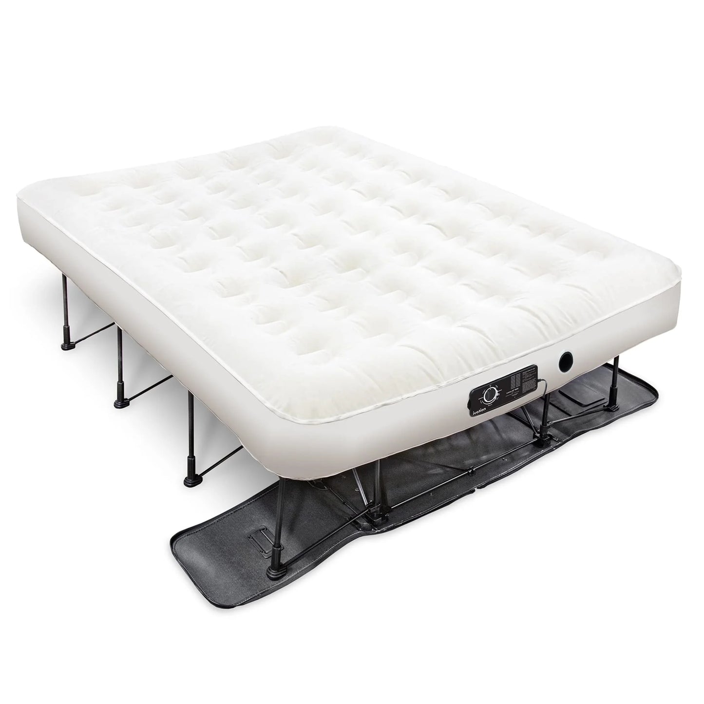 Sleep soundly anywhere with the Ivation EZ-Bed Queen Air Mattress, a portable sleeping solution with a built-in pump and Deflate Defender.