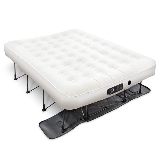 Sleep soundly anywhere with the Ivation EZ-Bed Queen Air Mattress, a portable sleeping solution with a built-in pump and Deflate Defender.