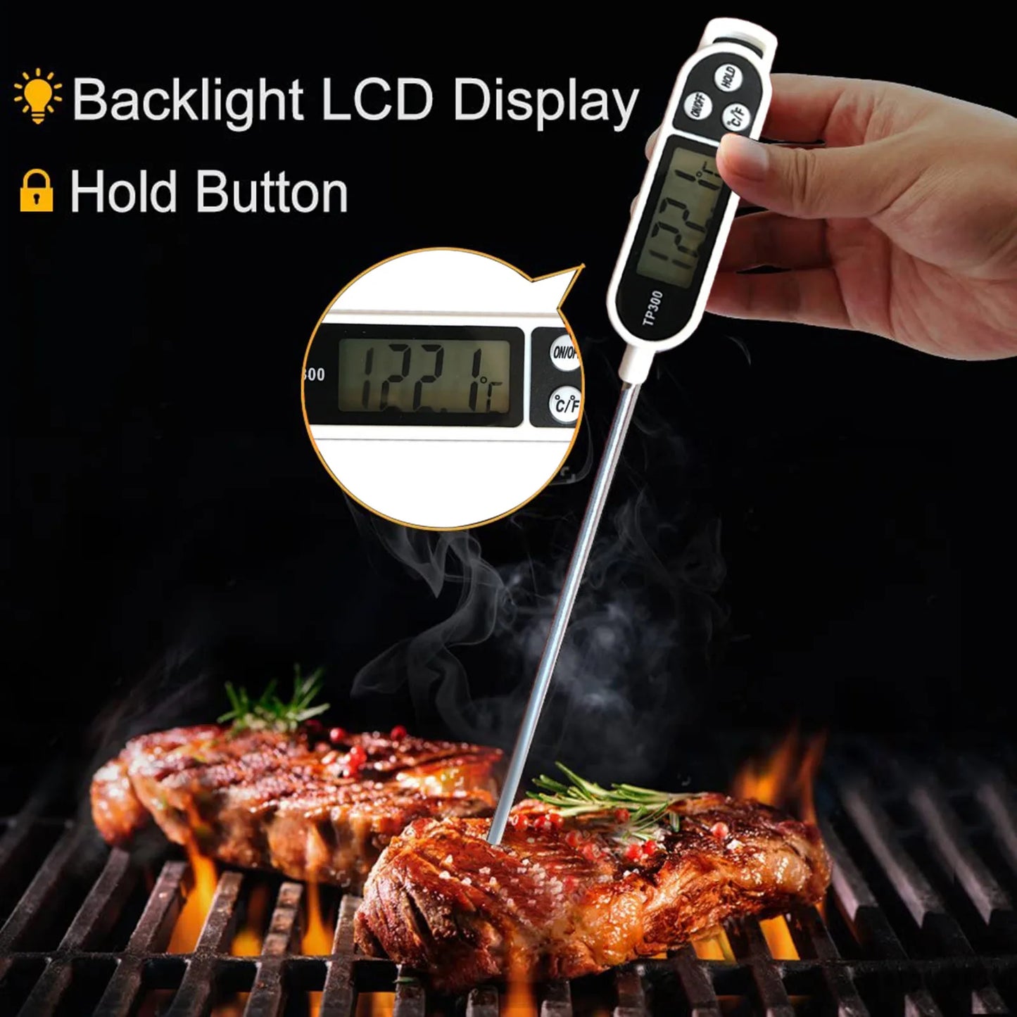 NONECN Digital Meat Thermometer For Grill And Kitchen With Long Probe