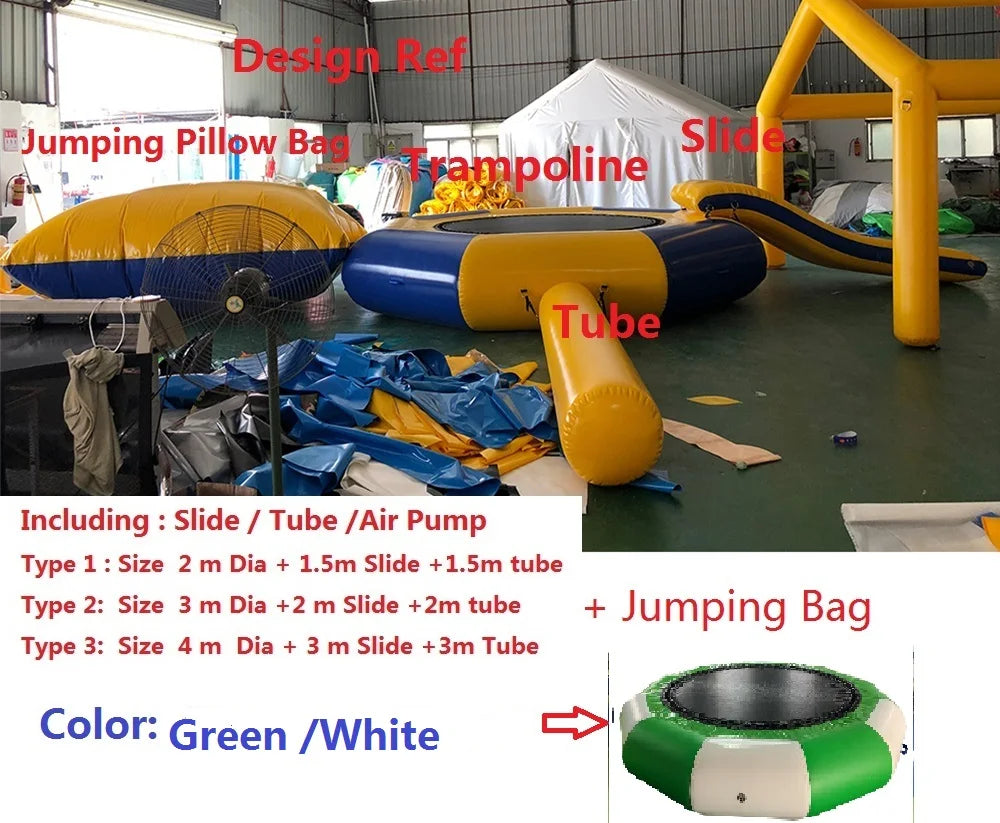 Dive into summer fun with the Ejia inflatable water trampoline that fuses splashy action with safe, buoyant thrills.