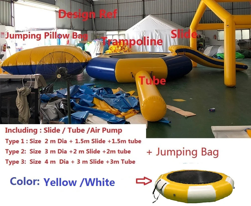 Dive into summer fun with the Ejia inflatable water trampoline that fuses splashy action with safe, buoyant thrills.