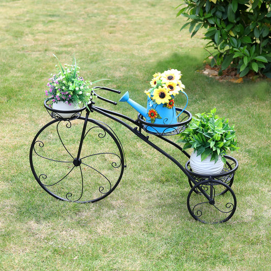 BINGOPAW Tricycle Plant Stand 3 Tier Flower Pot Cart For Garden Patio