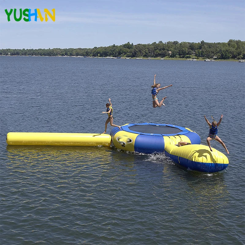 Dive into summer fun with the Ejia inflatable water trampoline that fuses splashy action with safe, buoyant thrills.
