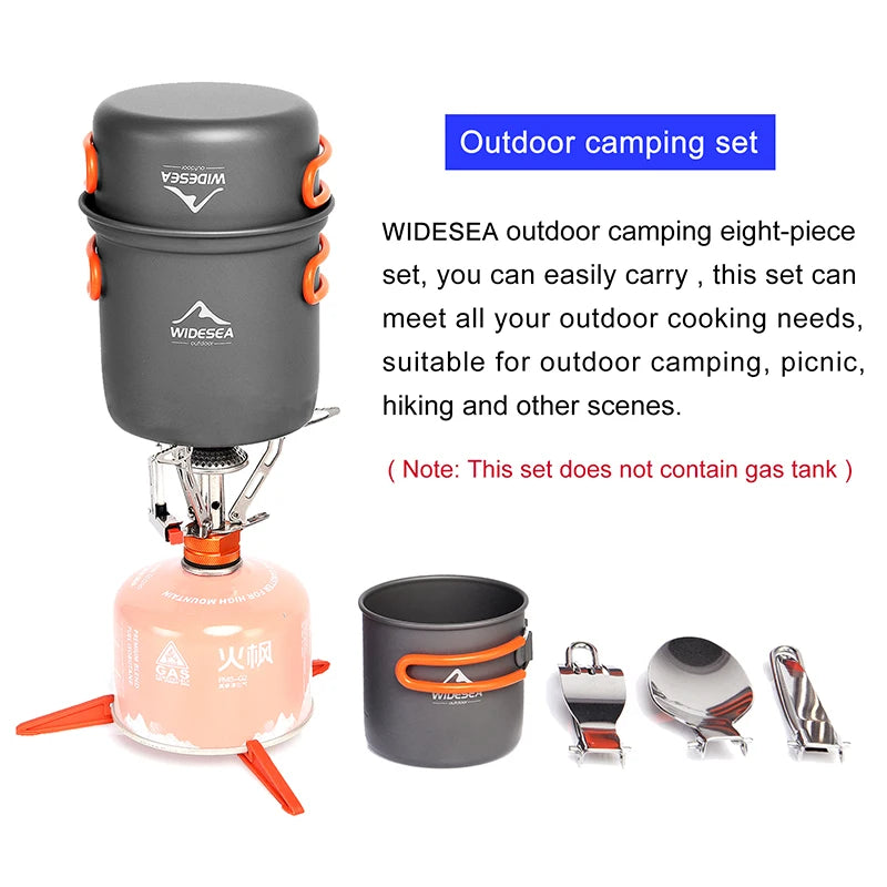 Widesea Camping Cookware Set 1L Portable Pot Cup Stove Outdoor Tableware