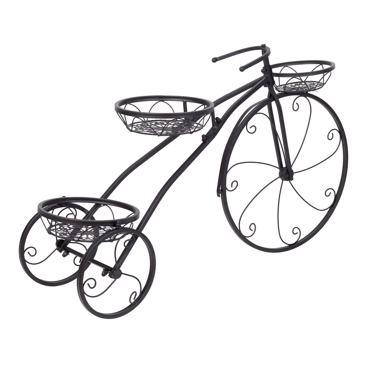 BINGOPAW Tricycle Plant Stand 3 Tier Flower Pot Cart For Garden Patio