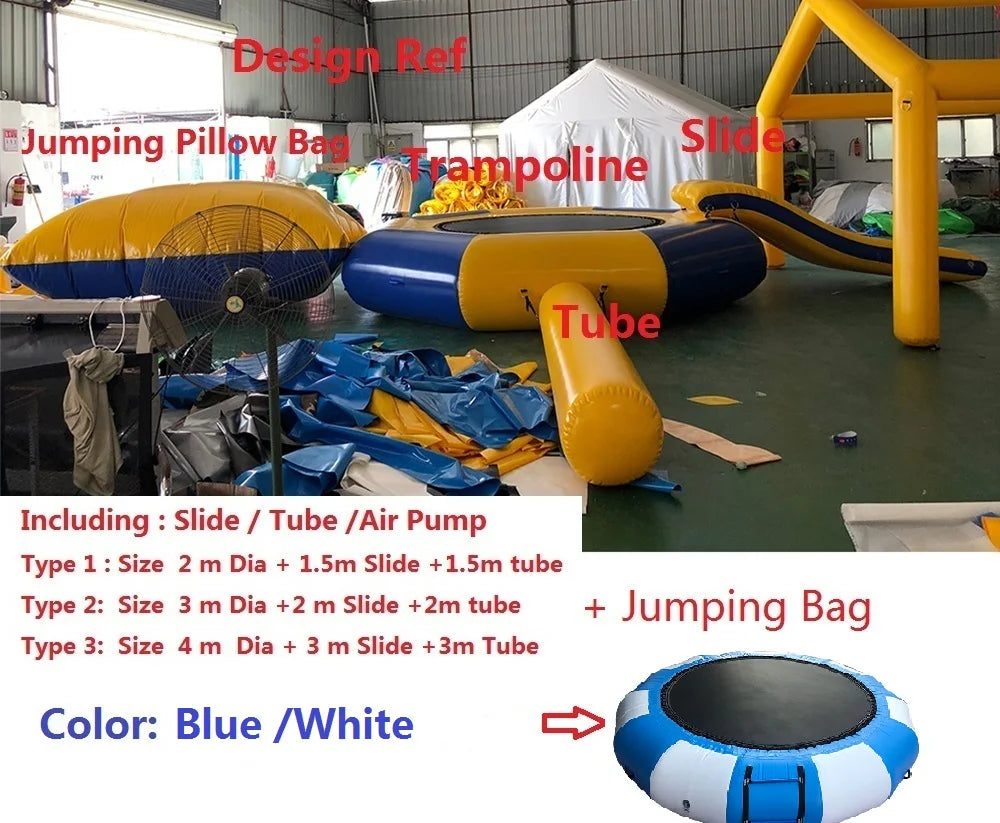 Dive into summer fun with the Ejia inflatable water trampoline that fuses splashy action with safe, buoyant thrills.