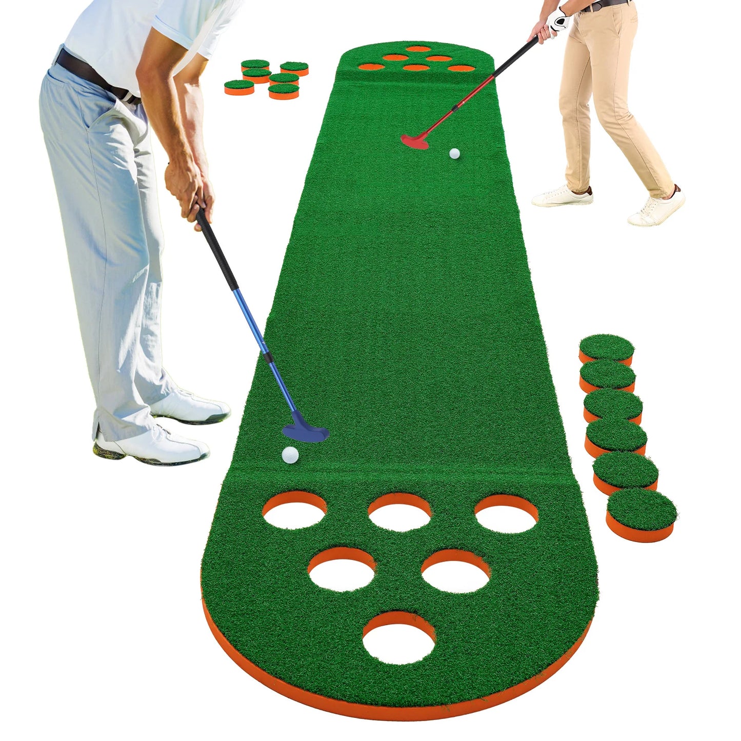 Foldable Golf Putting Mat With 2 Clubs And 2 Balls Mini Golf Practice Pad