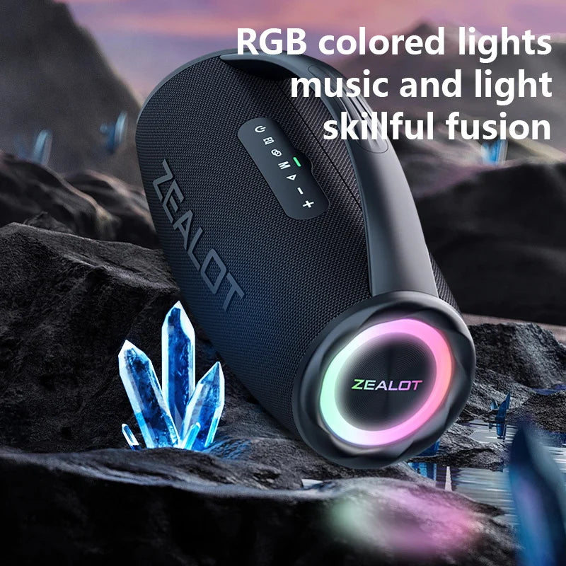 Experience bold, outdoor-ready sound with the ZEALOT S97 80W wireless speaker, engineered for durability, deep bass, and crystal-clear highs wherever your adventures take you, with flexible mounting options for effortless placement around campsites,