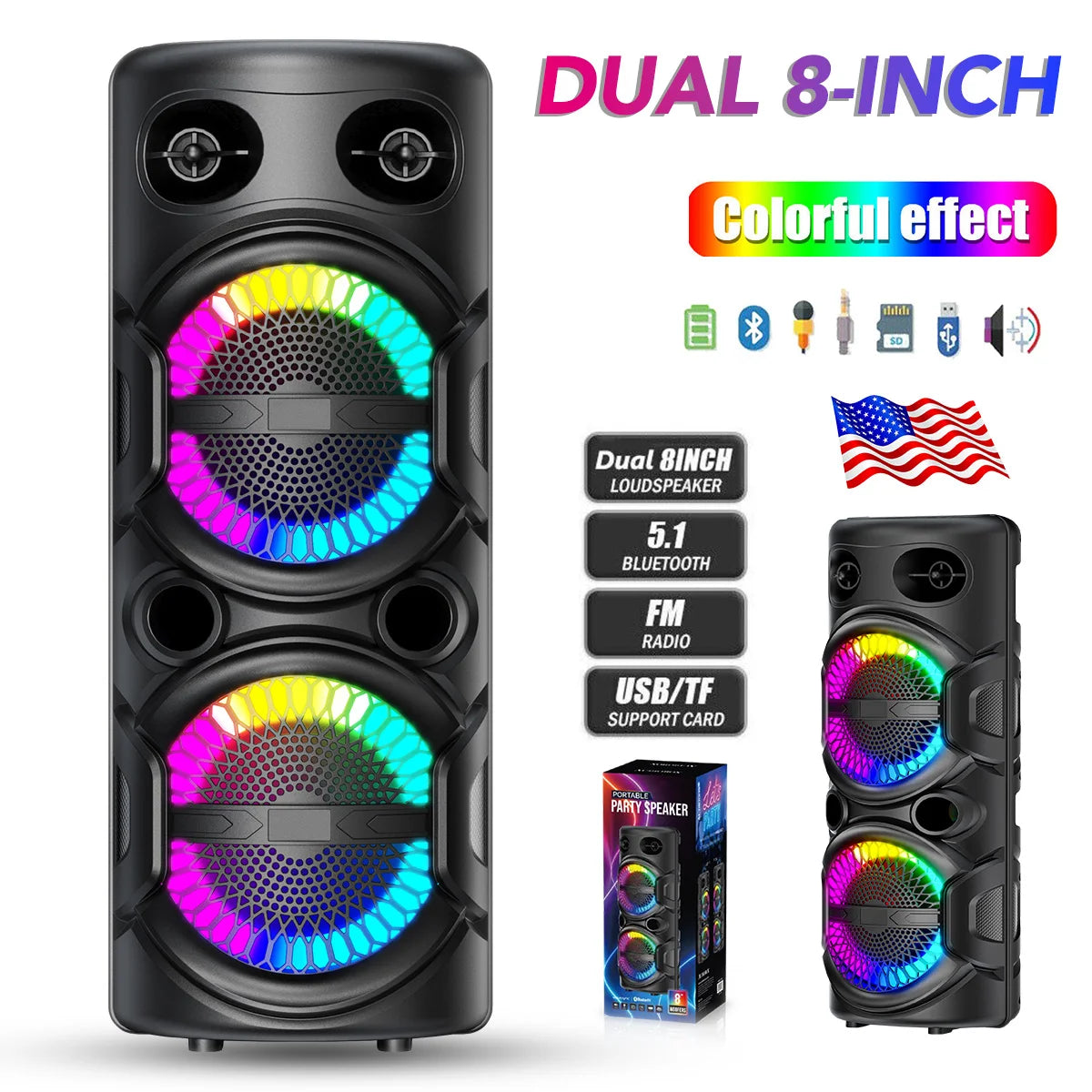 CURUK 3000W Portable Bluetooth Speaker Subwoofer For Karaoke Parties