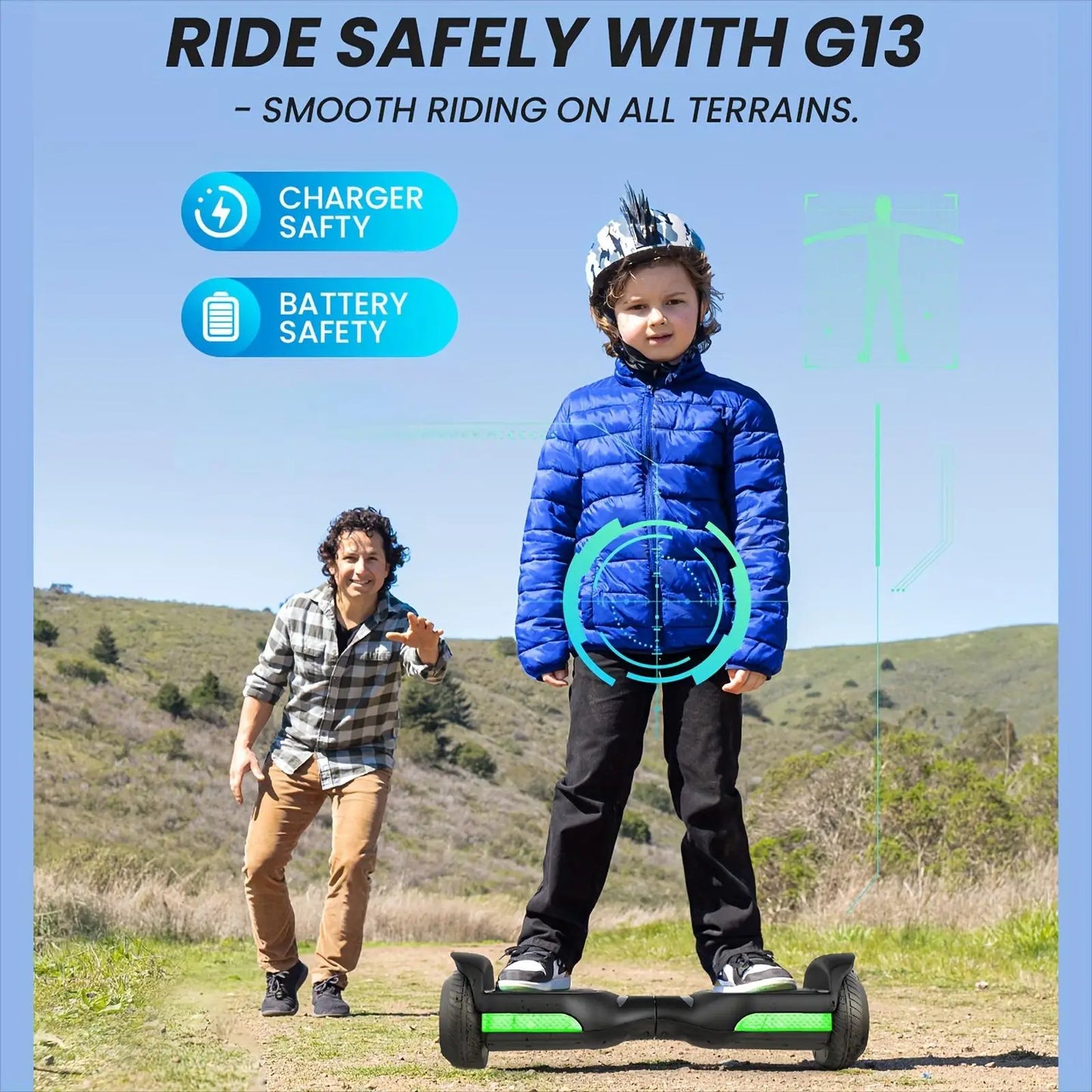 GYROORCE presents a 6.5 inch all-terrain self-balancing hoverboard built for kids to ride with confidence and style.