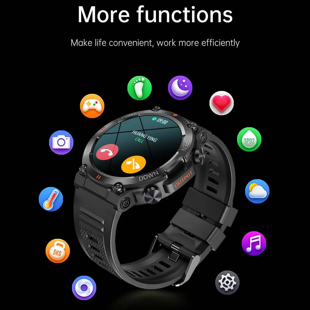 SENBONO Rugged Military Smart Watch for Men Bluetooth Call Waterproof