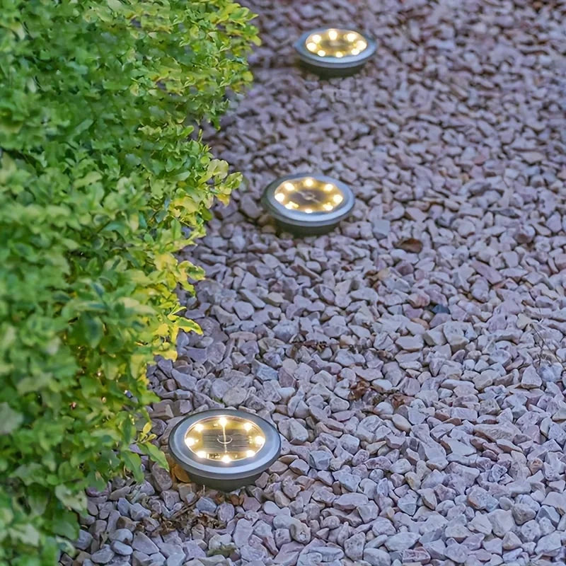 8 Pack Solar Disk Lights Outdoor Garden Underground Deck Lights IP44 Waterproof
