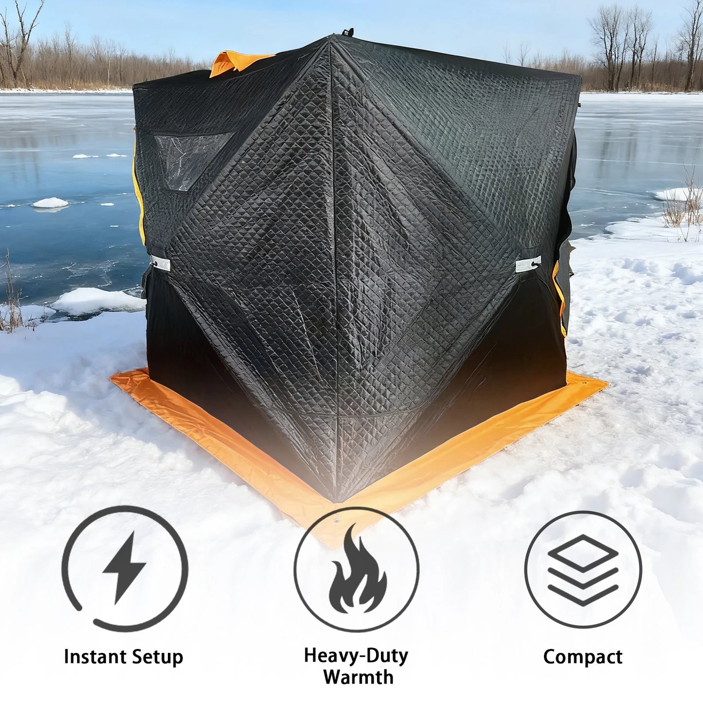 Pakicetus Portable Ice Fishing Shelter With Windproof Windows And Ventilation