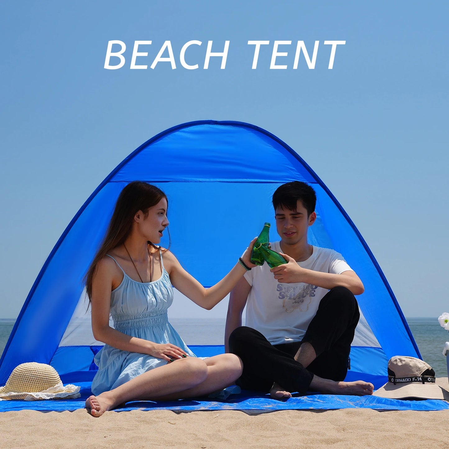 Escape the sun and sand with the Pakicetus Auto Open Beach Tent, your effortless shelter for seaside adventures, perfect for families and solo explorers alike.