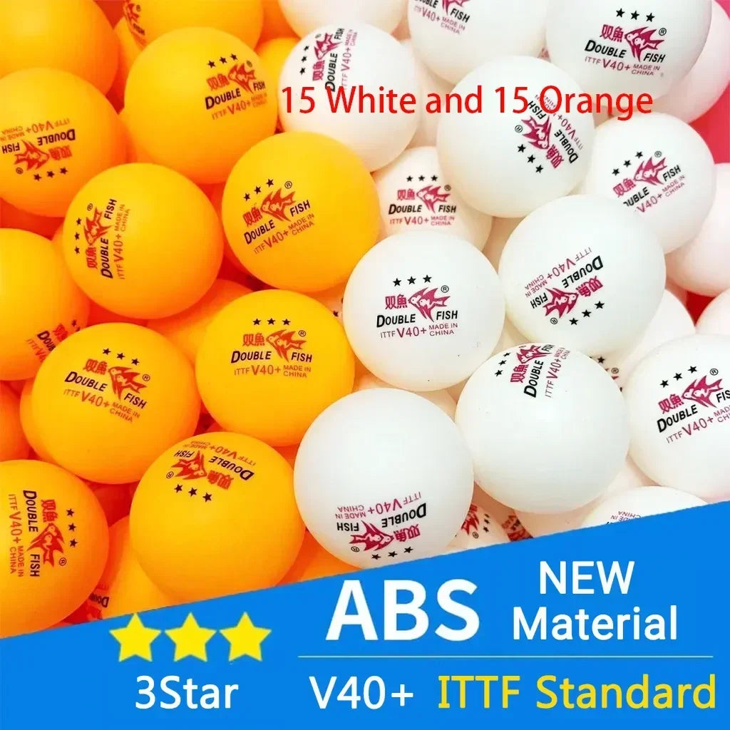 Original DOUBLE FISH V40+ 3 Star 30Pcs Ping Pong Ball Seamed ABS New Material Table Tennis Balls ITTF Standard Ping Pong Balls