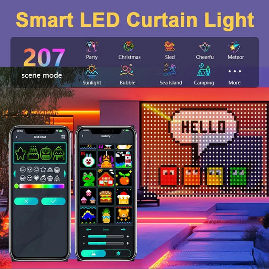 Turn any space into a dazzling, programmable atmosphere with the MIMIRGB Smart RGBIC Curtain Lights.