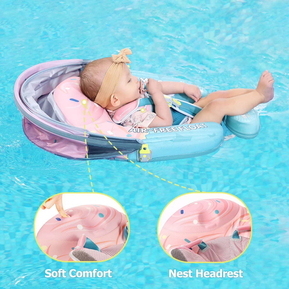 Mambobaby No Inflation Safe Harness Baby Swim Ring Toddler Pool Float 6 To 18 Kg