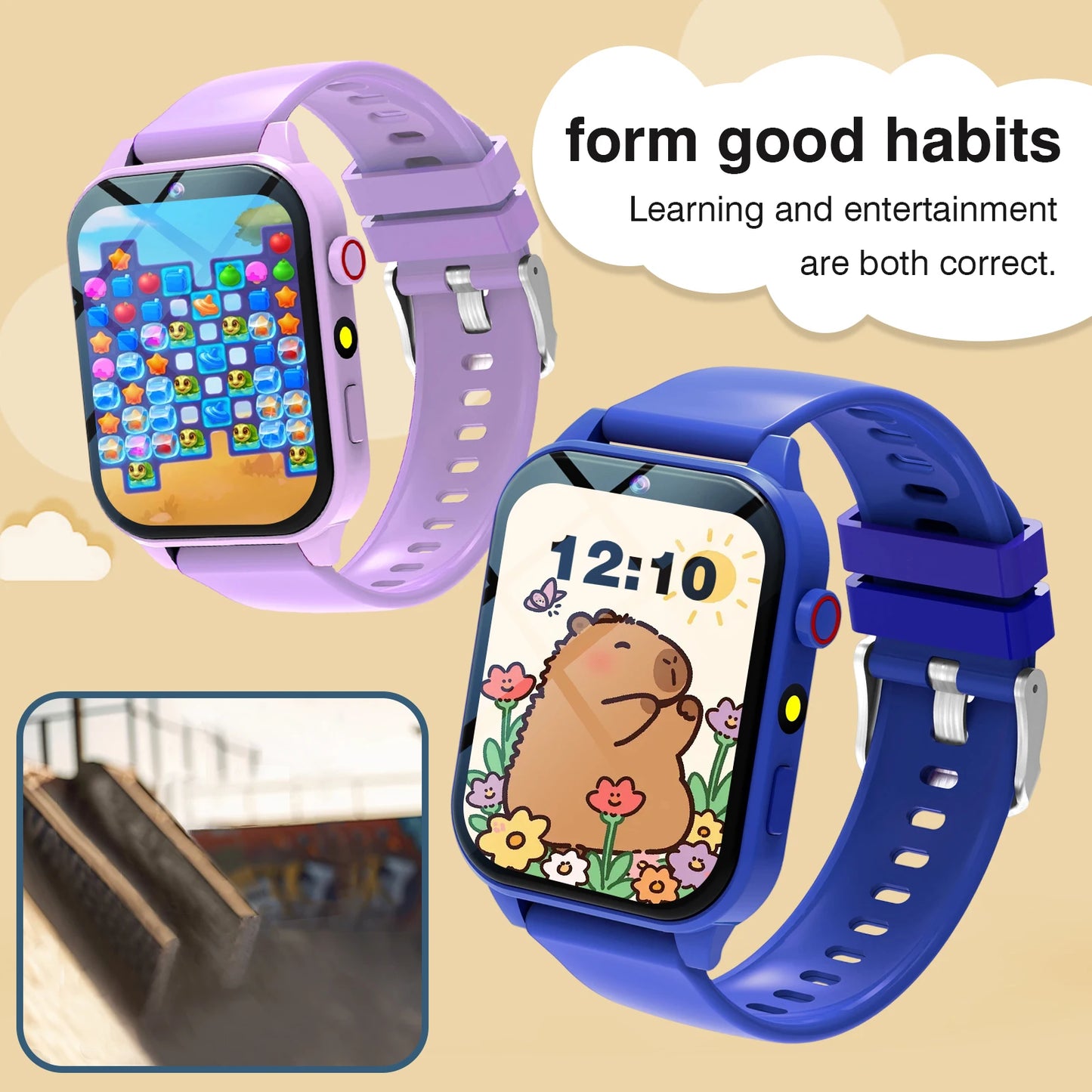 Odelettevcy Kids Smart Watch With 18 Games Camera Waterproof Sleep Monitoring