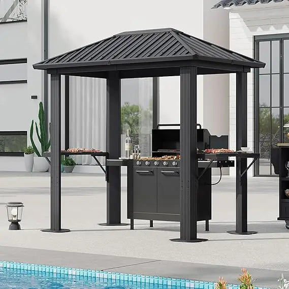 Grill Hardtop Gazebo 5 By 8 Feet Outdoor Metal Pavilion With Galvanized Roof