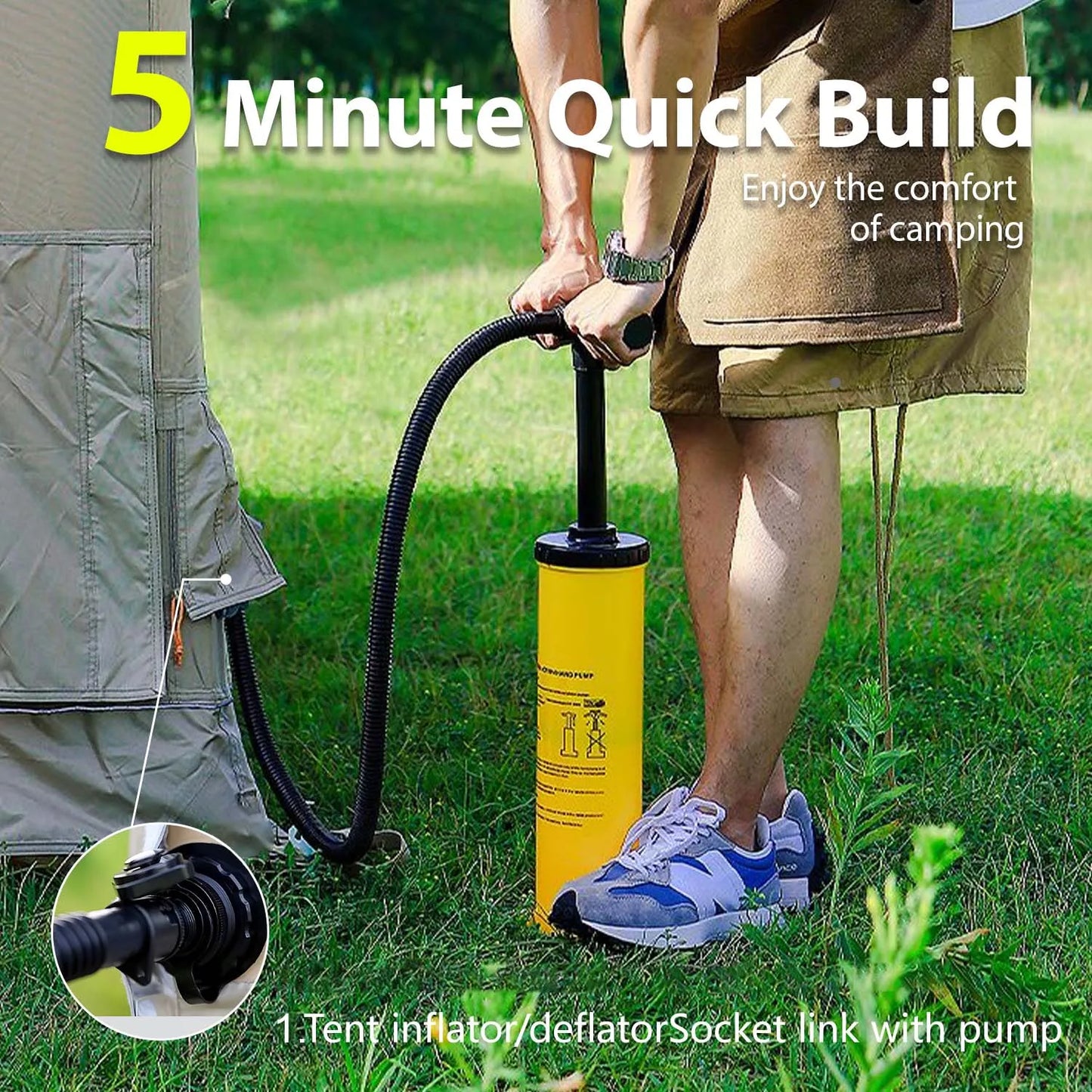 Imagine your family camping in a spacious inflatable tent that sets up in minutes and keeps you comfortable in any season.