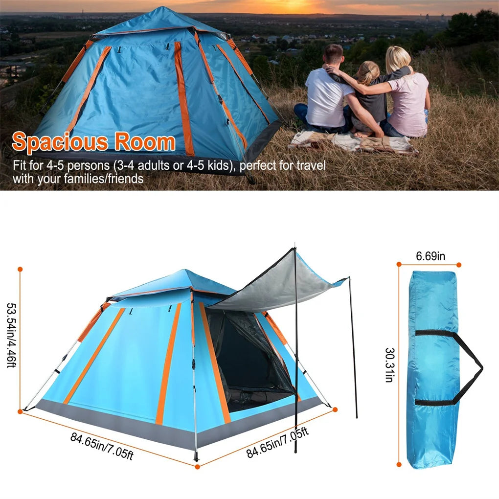 4 To 5 Person Pop Up Camping Tent Instant Setup With Mosquito Net Windows