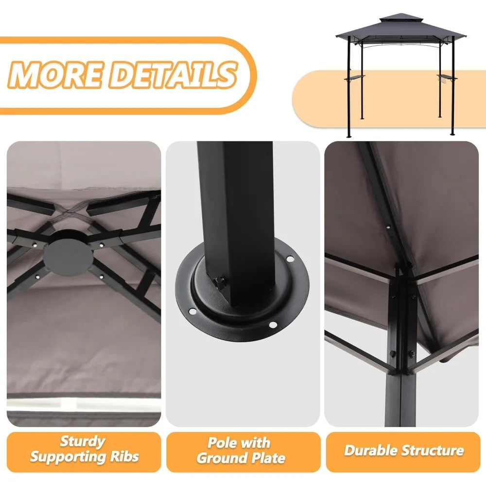 From XMSJ, you can create a stylish outdoor dining zone with this 8x5 grill gazebo canopy that shields your BBQ setup from sun and rain.