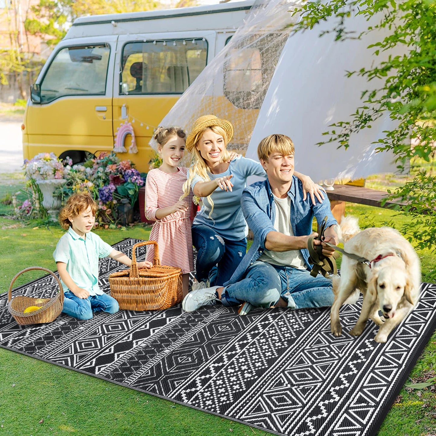 Upgrade your outdoor space with Studyset's weatherproof rug that brings boho charm, vibrant color, and practical durability to any patio, deck, or campsite, enduring sun, rain, and everyday use with easy care.