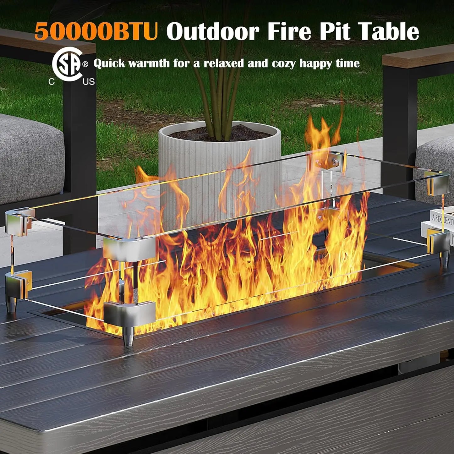 Transform your outdoor space into a warm, stylish focal point with the Outdoor 51 Inch Fire Pit Table and its powerful 50000 BTU flame.