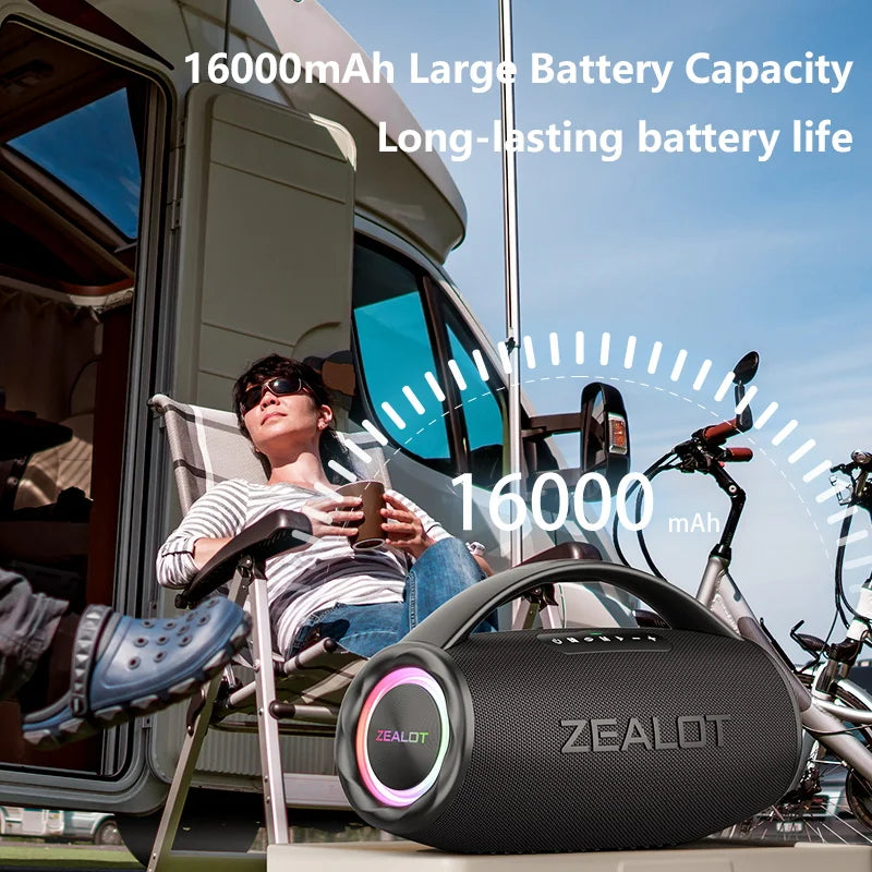 Experience bold, outdoor-ready sound with the ZEALOT S97 80W wireless speaker, engineered for durability, deep bass, and crystal-clear highs wherever your adventures take you, with flexible mounting options for effortless placement around campsites,