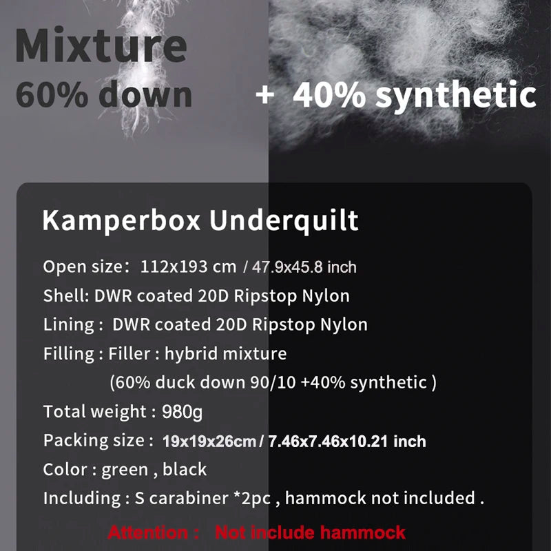 Kamperbox brings you a versatile down quilt underquilt that keeps you warm, comfortable, and ready for any night under the stars, from damp forests to cool alpine camps, on solo trips or shared adventures.