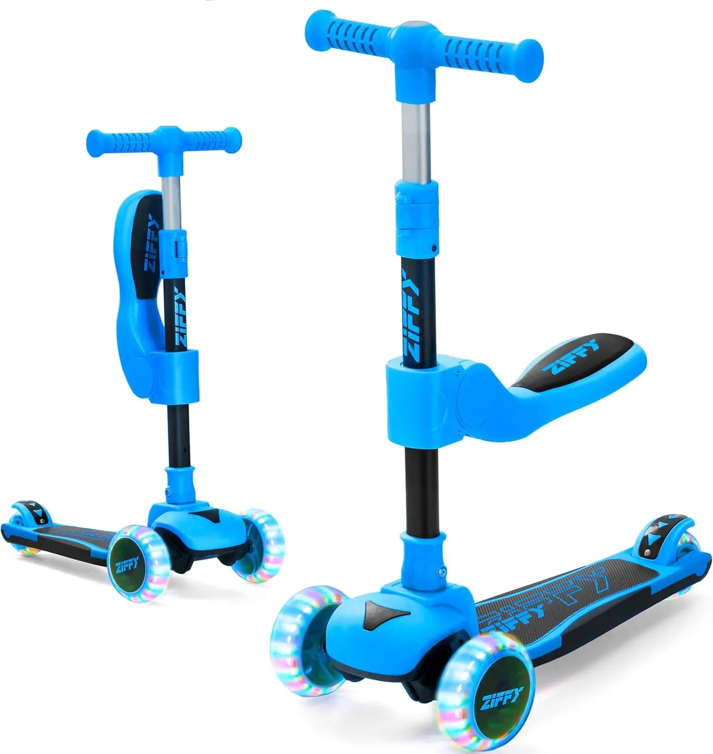 Joyfy 2 In 1 Toddler Scooter With LED Lights Adjustable Height And Foldable Seat