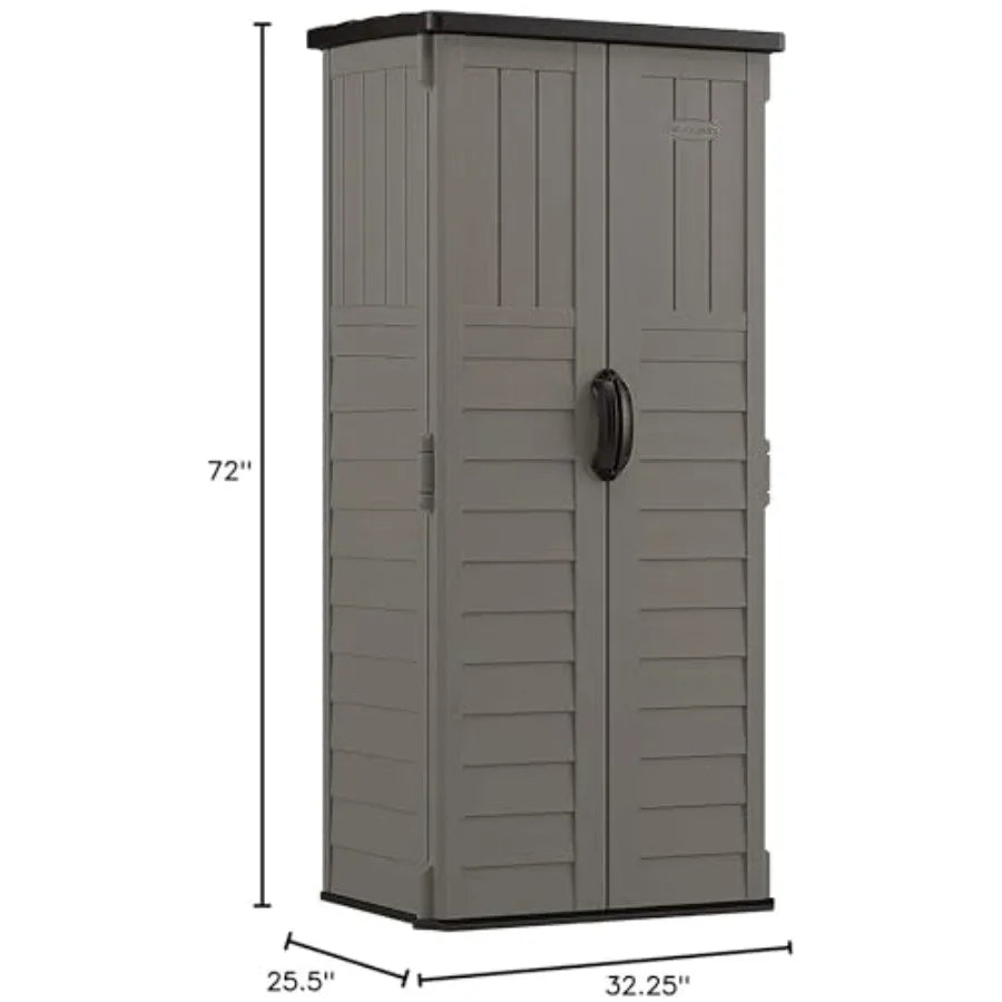 Suncast 22 Cubic Feet Vertical Outdoor Storage Shed With Lockable Doors Stoney