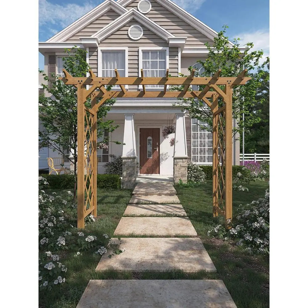 Heartwood Garden Shade Arch Brown Wood Arbor 78 Inch Opening