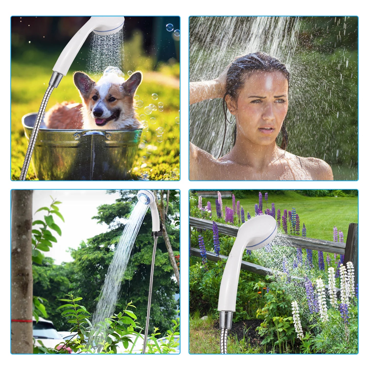 TOMSHOO Portable Camping Shower Pump USB Rechargeable Outdoor Water Shower