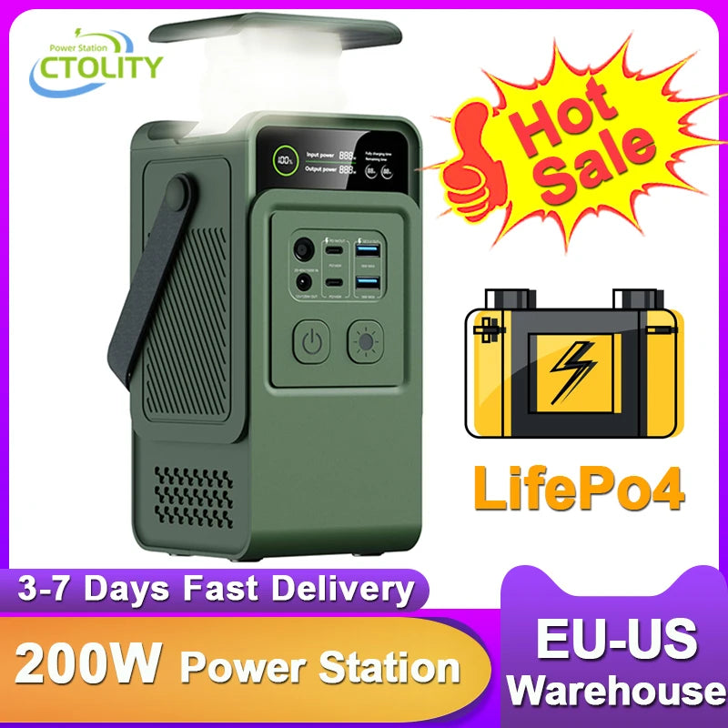 Stay powered anywhere with the CTOLITY 200W Power Station, a compact LiFePO4 battery pack built for outdoor adventures and emergency backup. You get a trusted 192Wh capacity and a robust 60000mAh that keeps your essentials running when outlets disappear.