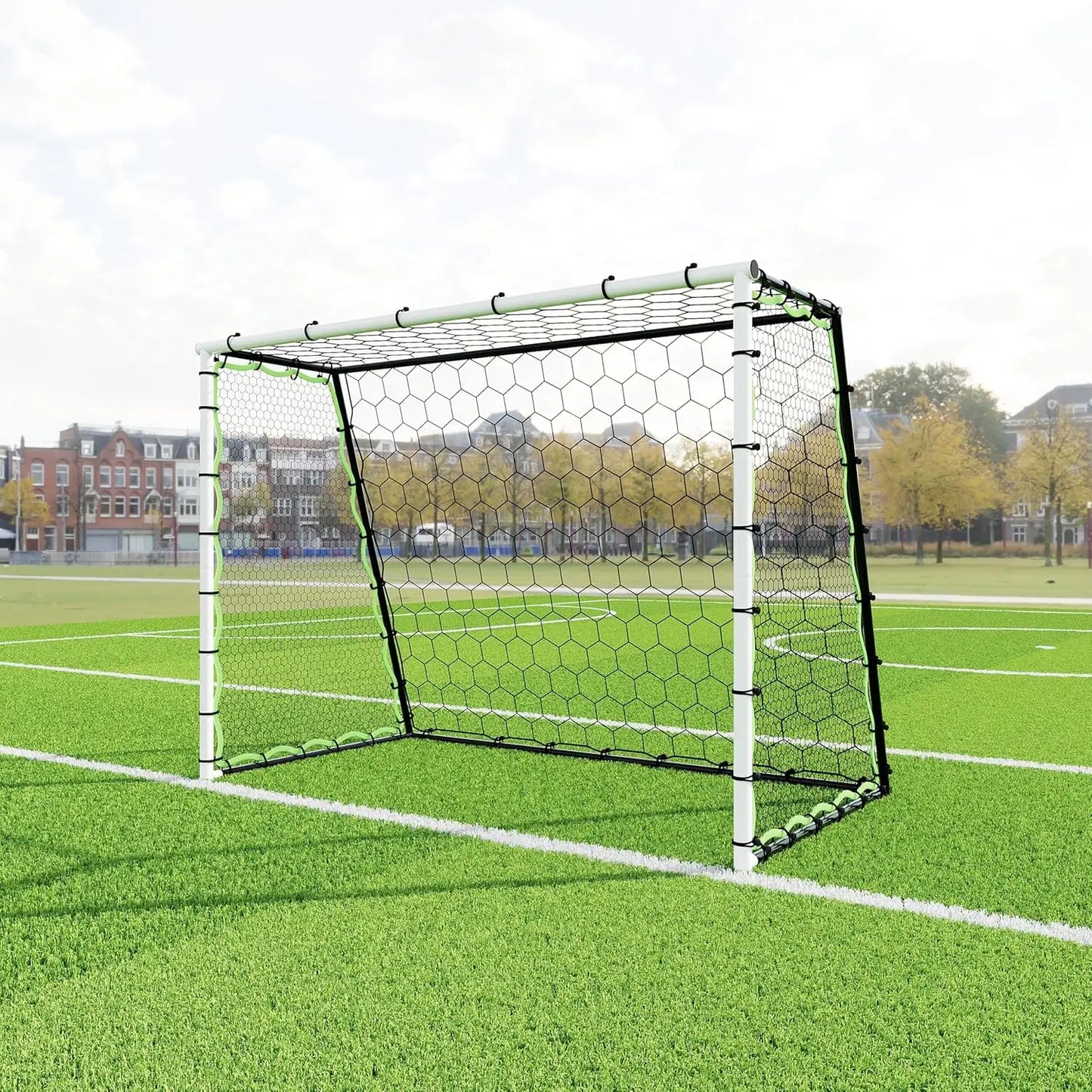HiMISS 3 In 1 Soccer Goal Training Rebounder Net 7x5 Ft Steel Frame