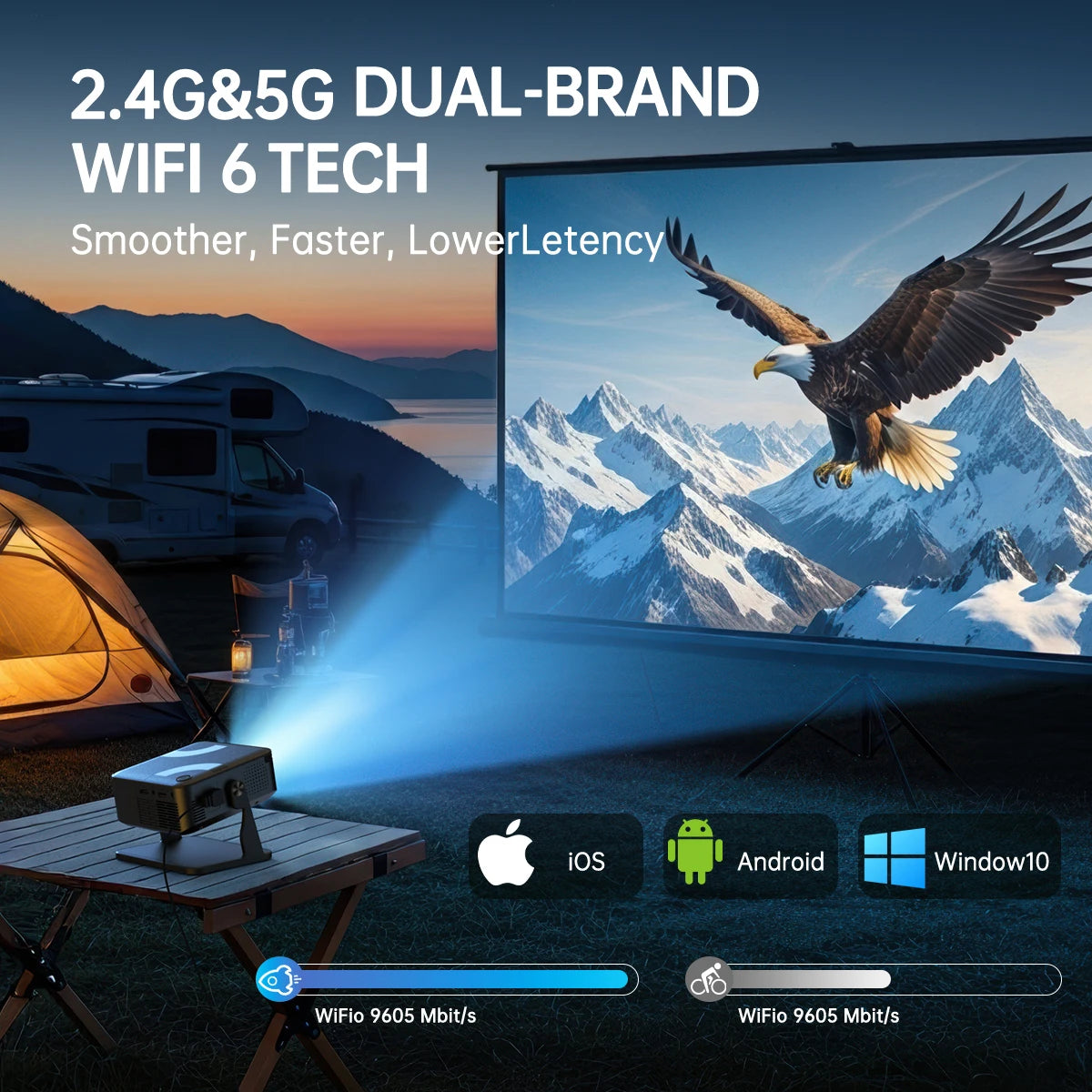 Experience cinema-quality imagery anywhere with the UHOST portable projector, delivering native 1080p clarity and Android 11 versatility.