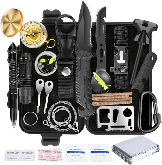 Gemagic brings you a 35‑in‑1 survival kit that keeps you prepared for every outdoor adventure, whether you're camping, hiking, hunting, or exploring remote terrain.