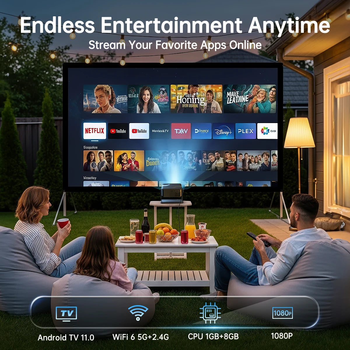 Experience cinema-quality imagery anywhere with the UHOST portable projector, delivering native 1080p clarity and Android 11 versatility.