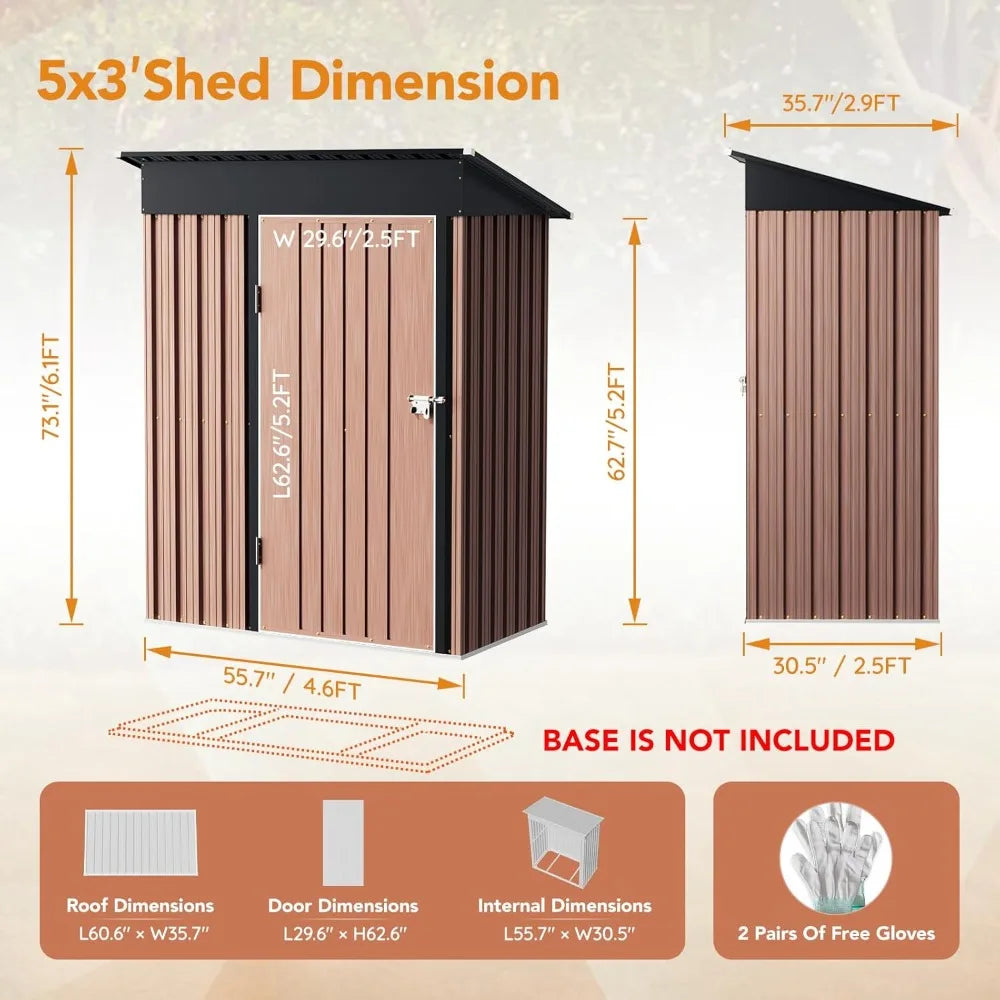 Garden Storage Shed With Lockable Door Steel Sloping Roof