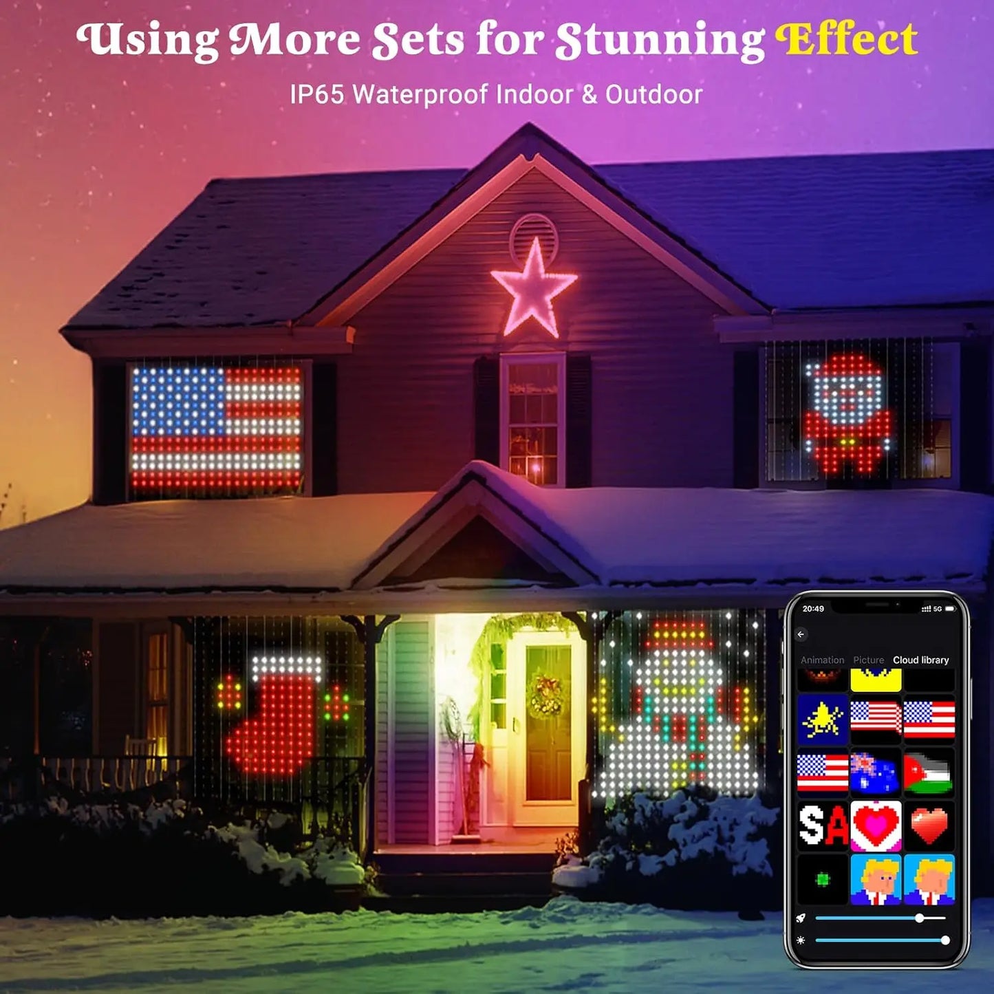GCTECHING 400 LED Smart Curtain Lights With App Remote Control Music Sync