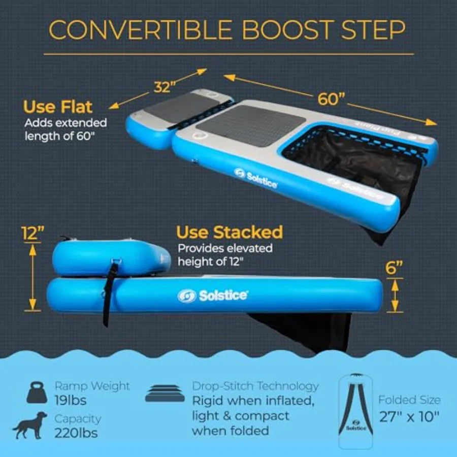 Make waterfront moments safer and easier for you with the OLOEY Inflatable Pup Plank, a sturdy blue water ramp designed for your dogs and docks, featuring quick setup, stable buoyancy, and durable construction for boats, lakes, and rivers.