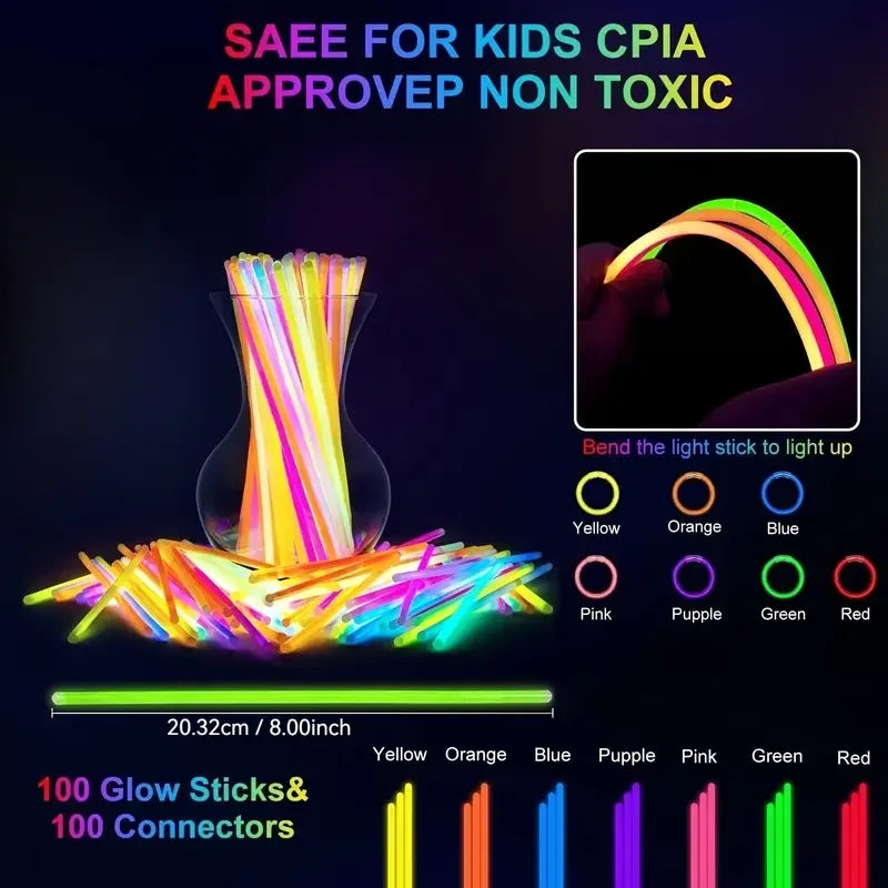 Glow Party Set 142 Piece With Glow Sticks Led Glasses Finger Lights