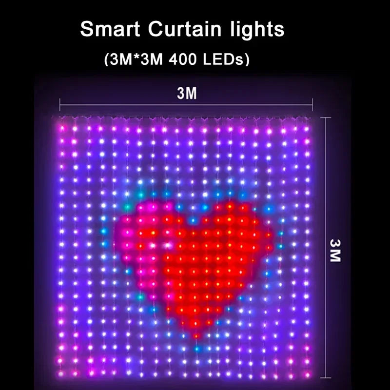 GCTECHING 400 LED Smart Curtain Lights With App Remote Control Music Sync