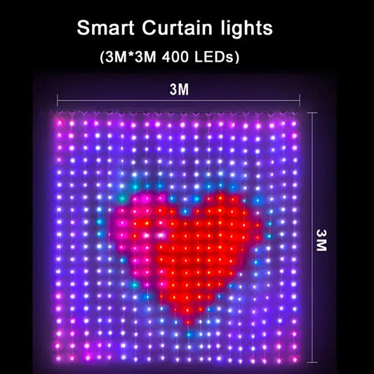 GCTECHING 400 LED Smart Curtain Lights With App Remote Control Music Sync