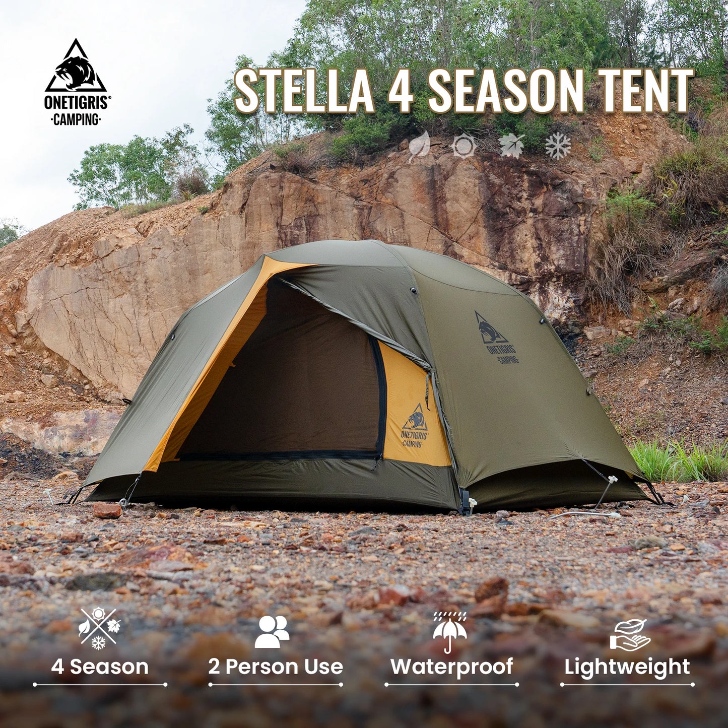 OneTigris Stella Camping Tent 4 Season 2 Person Lightweight Waterproof