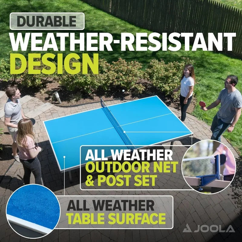 Bring competitive thrill and backyard fun to any season with JOOLA's weatherproof outdoor ping pong table.