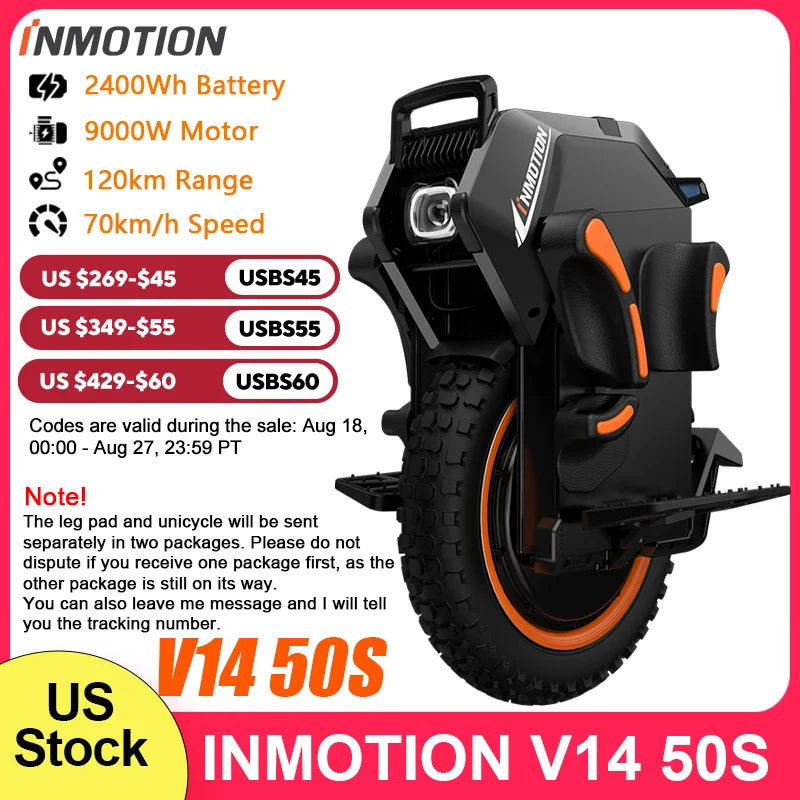 INMOTION Adventure V14 Electric Unicycle 70 Km Per Hour High Torque EUC