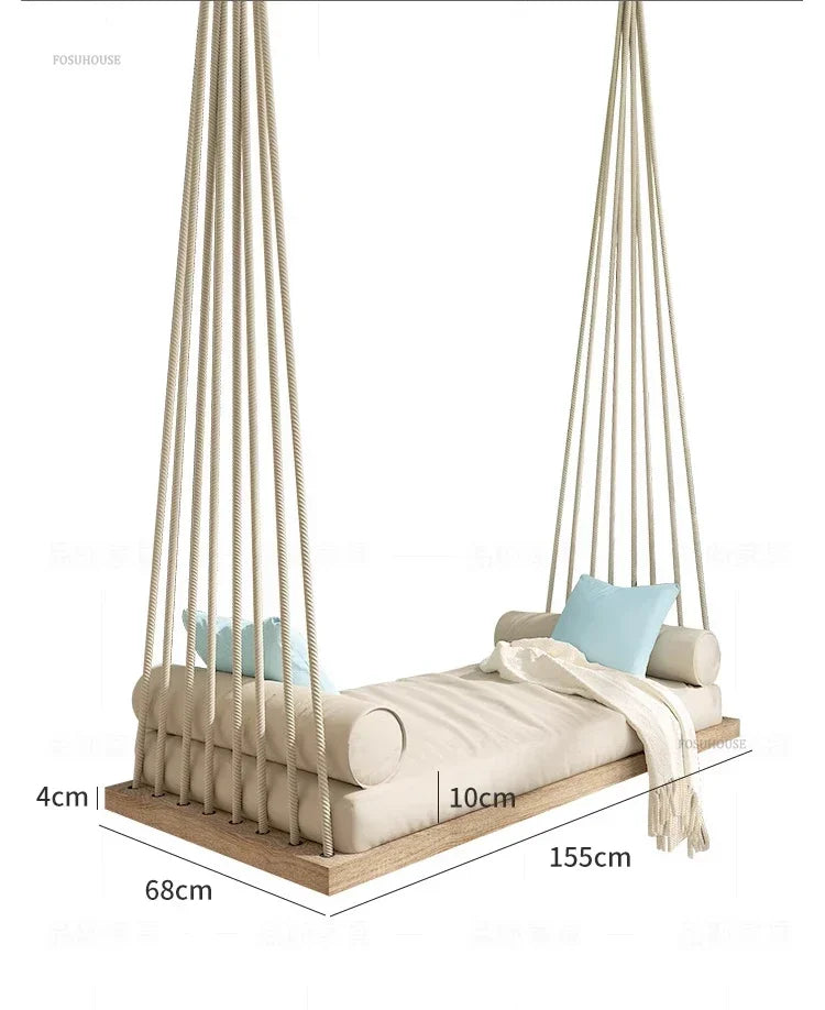 Alcony Outdoor Hammock Swing Chair Hanging Basket Garden Wood Single And Double