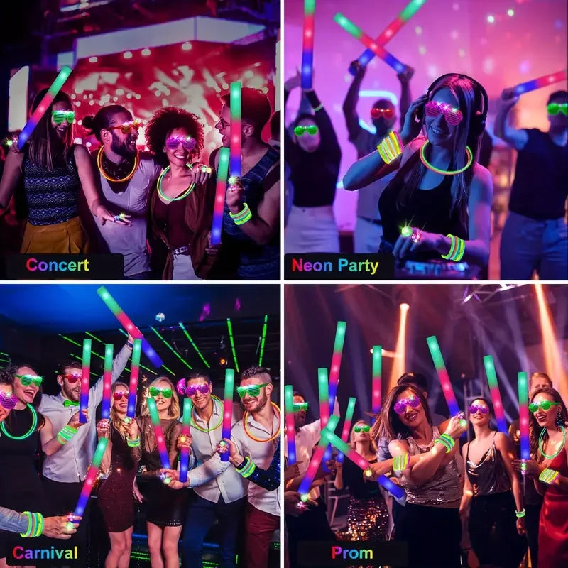 Glow Party Set 142 Piece With Glow Sticks Led Glasses Finger Lights